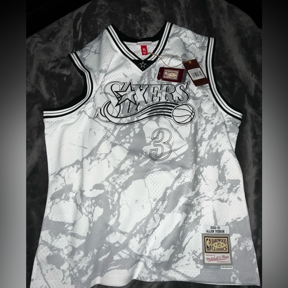 Philadelphia 76ers Allen Iverson Mitchell & Ness Team Marble NBA Swingman Jersey